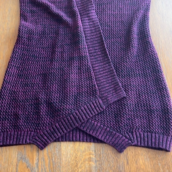 AGB Cardigan Open Weave Long Sleeve Purple and Black Color Size Large Angled Hem - Picture 3 of 12